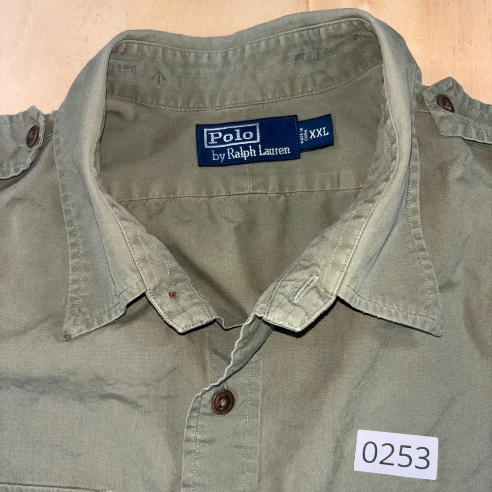 Polo Ralph Lauren Mens XXL Green Safari Military Type B-11 Shirt Short Sleeve
